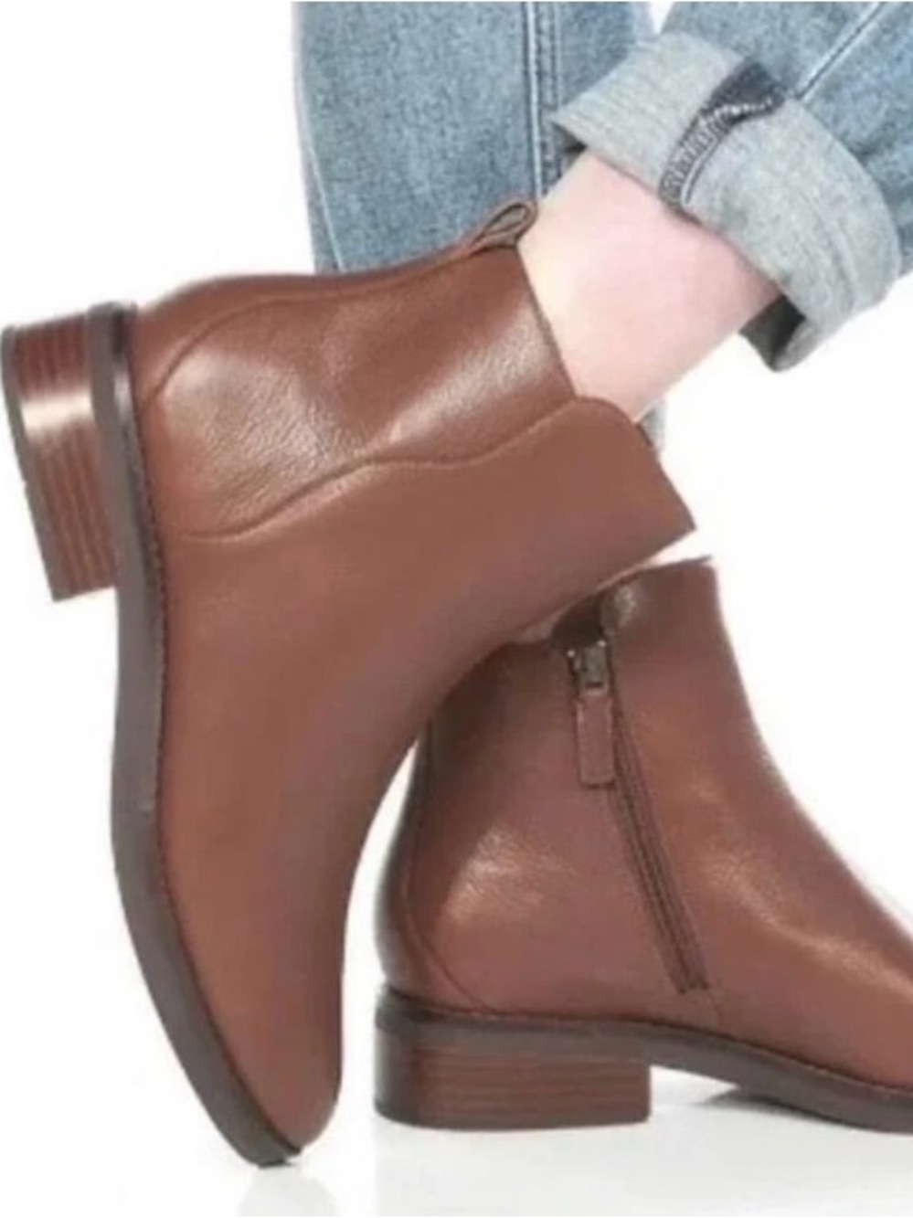 Cole Haan Brown Leather Side-Zip Ankle Booties
